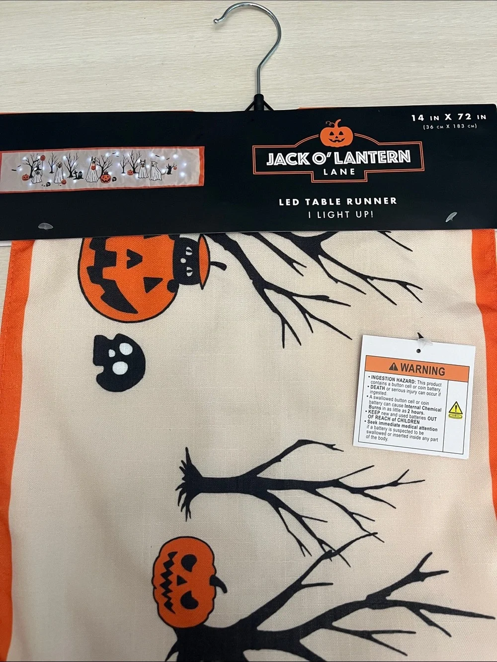 Halloween LED Light Up Ghost & Jack-o'-Lantern Table Runner